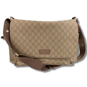 Authenticated Gucci GG Plus Diaper Bag with Changing Mat
